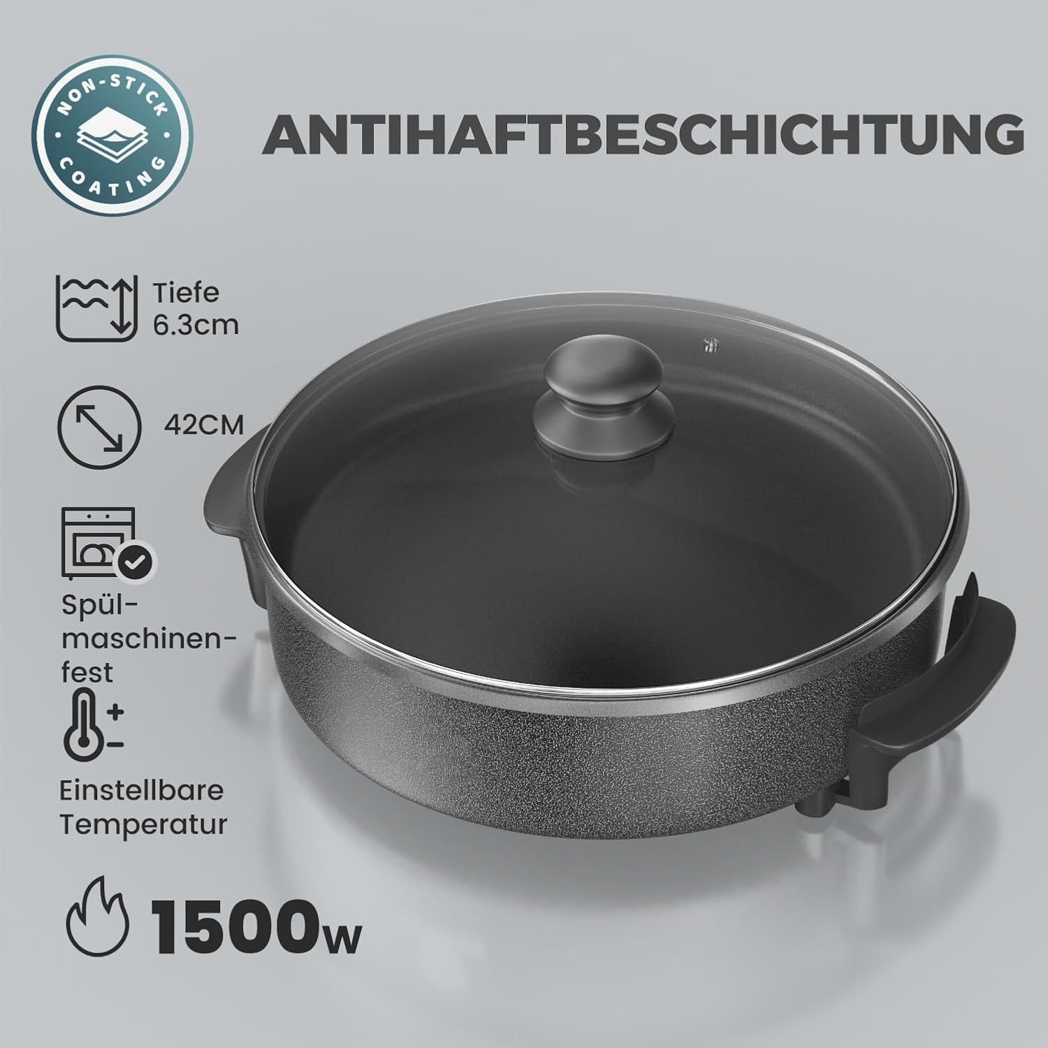 SUPERLEX elektrinė daugiafunkcė keptuvė 9,6 l, 42 cm